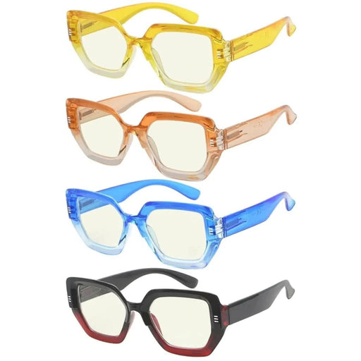 eyekeeper.com Blue Light Filtering Glasses 4 Pack Thicker Frame Polygon UVR2026 Eyeglasses
