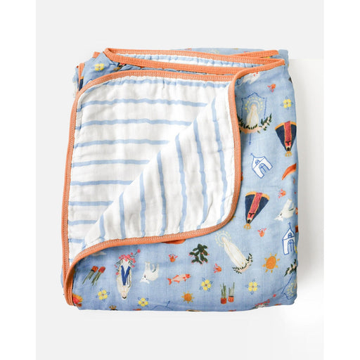 Be A Heart Blue Marian Deluxe Muslin Baby Blanket Quilt Swaddling & Receiving Blankets