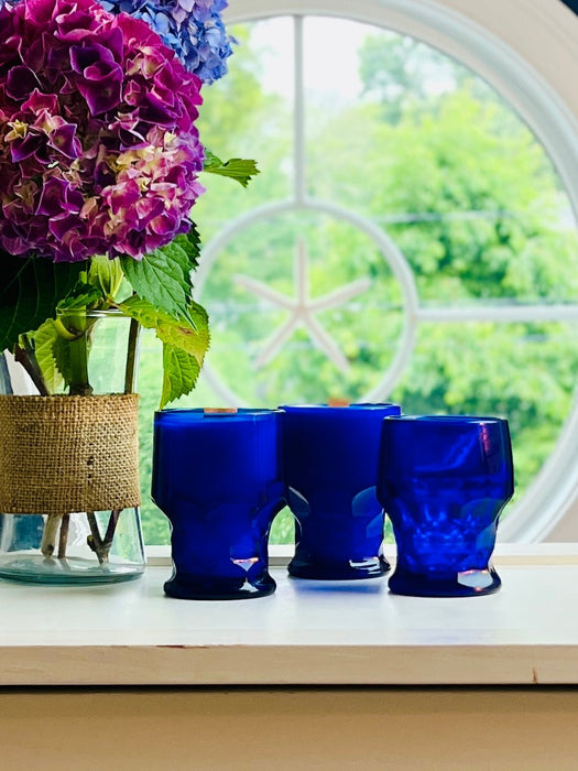 Cobalt Georgian Pattern Glass Tumbler Candles