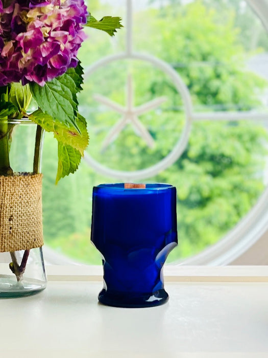 Cobalt Georgian Pattern Glass Tumbler Candles