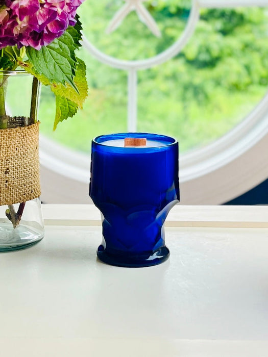 Cobalt Georgian Pattern Glass Tumbler Candles