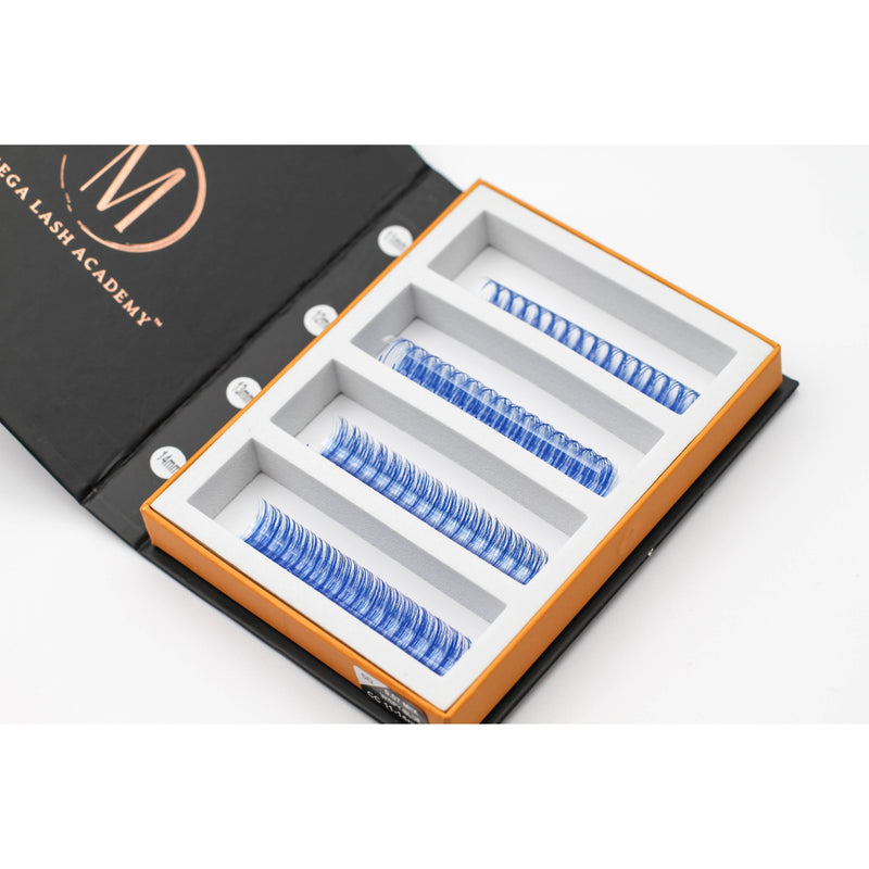 Mega Lash Academy Blue Wispy 5D Rapid Promade Fans - 600 Fans Promade Fans