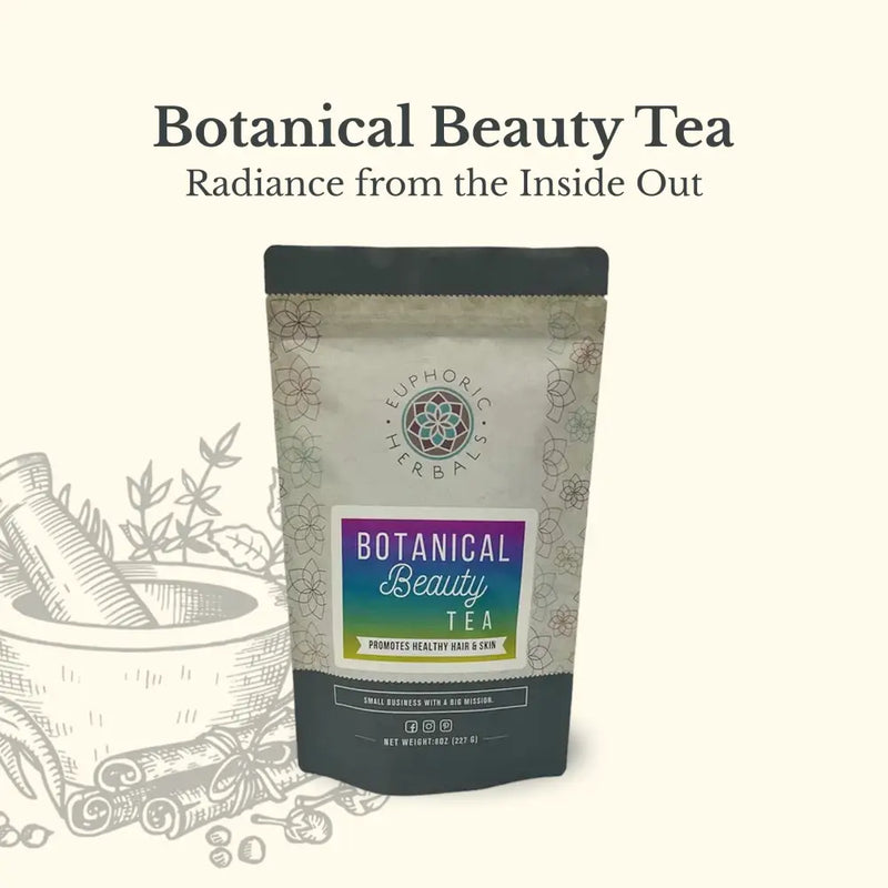 Euphoric Herbals Botanical Beauty Tea Herbal Tea Seashell 60 Cup Servings,30 Cup Servings