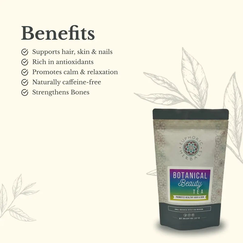 Euphoric Herbals Botanical Beauty Tea Herbal Tea Seashell 60 Cup Servings,30 Cup Servings