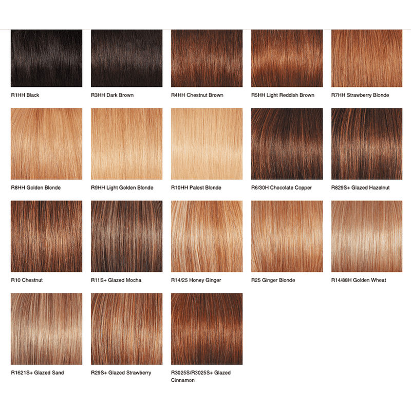 VIP Extensions noop Human Hair Wig White Smoke R1HH Black,R3HH Dark Brown,R4HH Chestnut Brown,R5HH Light Reddish Brown,R7HH Strawberry Blonde,R8HH Golden Blonde,R9HH Light Golden Blonde,R10HH Palest Blonde,R6/30H Chocolate Copper,R829S+ Glazed Hazelnut,R10 Chestnut,R11S+ Glazed Mocha,R14/25 Honey Ging
