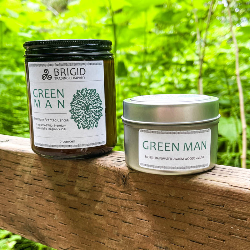 Brigid Trading Company Green Man Soy Wax Candle - Moss, Rainwater, Old Growth Forests, and White Musk Premium Scented Candle