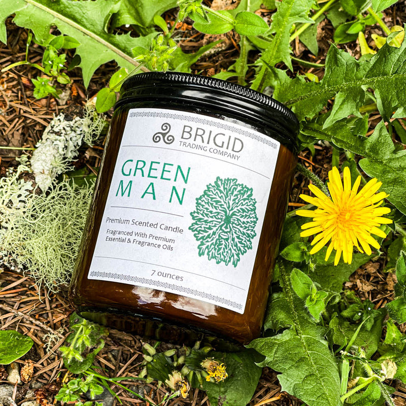 Brigid Trading Company Green Man Soy Wax Candle - Moss, Rainwater, Old Growth Forests, and White Musk Premium Scented Candle