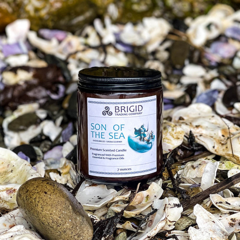 Brigid Trading Company Son of the Sea Soy Wax Candle - Sea Salt, Ocean Breeze, and Saddle Leather Premium Scented Candle