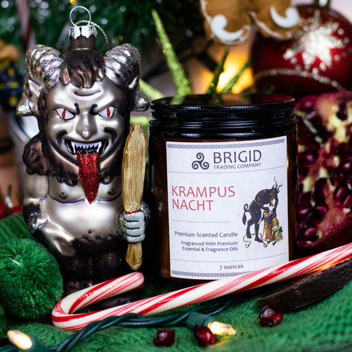 Brigid Trading Company Krampusnacht Soy Wax Candle - Merlot Wine, Autumn Spices, Citrus, Figs, and Bonfire Smoke Premium Scented Candle
