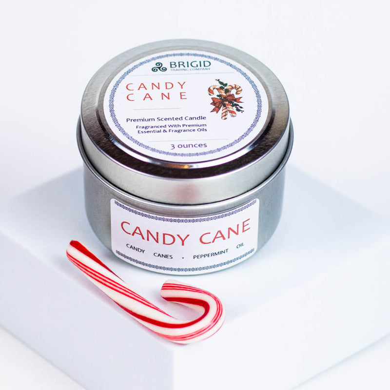 Brigid Trading Company Candy Cane Soy Wax Candle - Peppermint and Candy Canes Premium Scented Candle