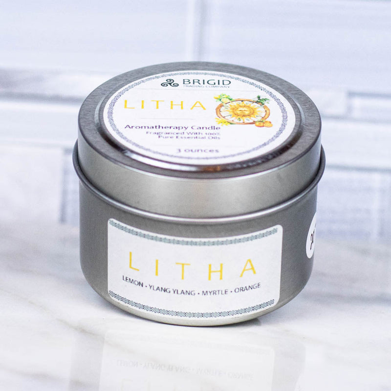 Brigid Trading Company Litha Soy Wax Candle - Lemon, Sweet Orange, Myrtle, and Ylang Ylang Aromatherapy Candle
