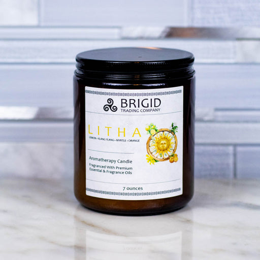 Brigid Trading Company Litha Soy Wax Candle - Lemon, Sweet Orange, Myrtle, and Ylang Ylang Aromatherapy Candle