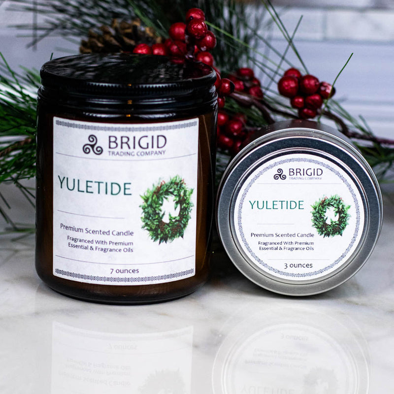 Brigid Trading Company Yuletide Soy Wax Candle - Juniper, Christmas Wreaths, Pine Trees, and Bonfire Smoke Premium Scented Candle