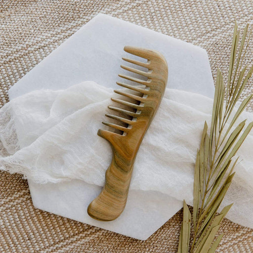 ZeroWasteStore.com Sandalwood Wide Tooth Comb - Zero Waste Comb, 100% Wood, Plastic Free Combs & Brushes