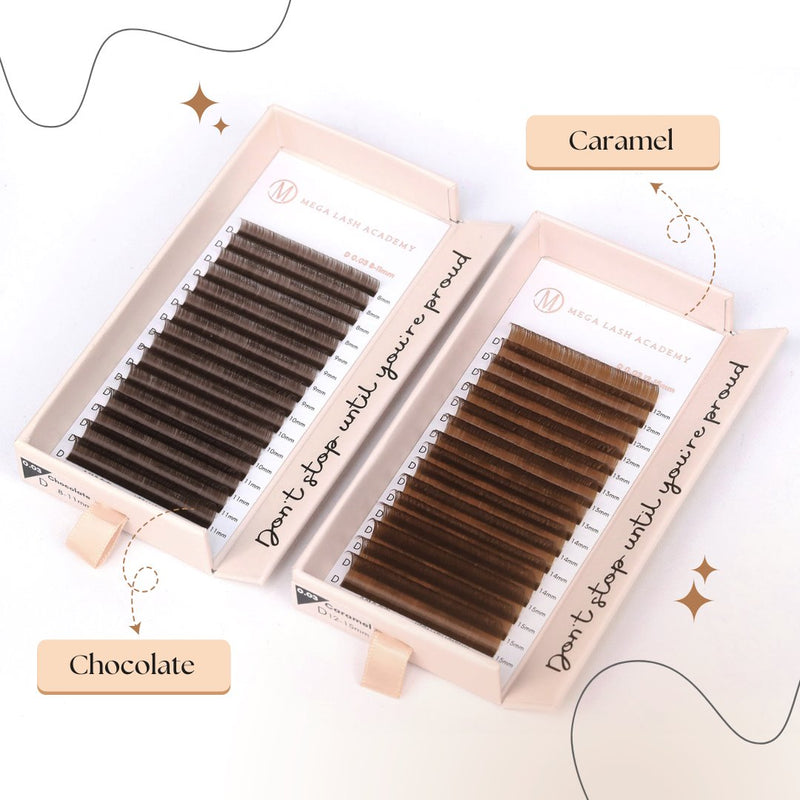 Mega Lash Academy Brown Cashmere Volume - Caramel Lash Trays