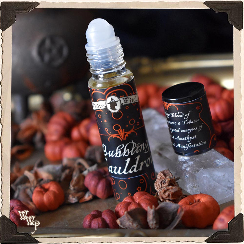 WhiteWitchParlour.com ( PRE-ORDER 2 week turnaround ) 
BUBBLING CAULDRON BODY OIL 1/3oz. For Manifestation, Divination & Samhain Protection. aromatherapy, perfume, oils