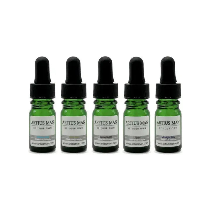Artius Man 5 Pack Beard Oil Sampler Pack Custom Bundle