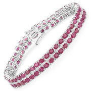 Bids.com 20.03 Carat Glass Filled Ruby and White Topaz .925 Sterling Silver Bracelet Bracelets