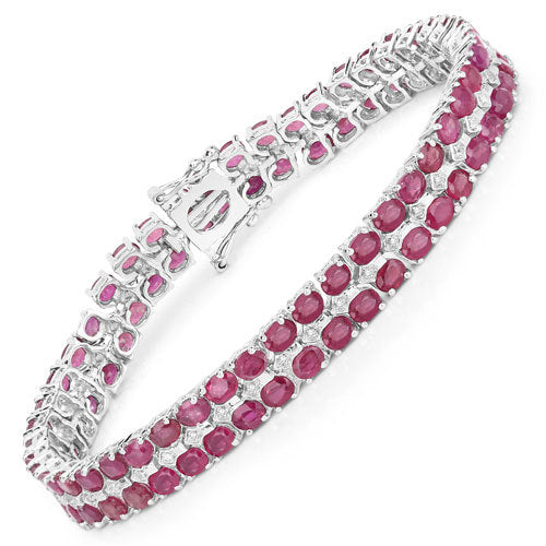 Bids.com 20.03 Carat Glass Filled Ruby and White Topaz .925 Sterling Silver Bracelet Bracelets