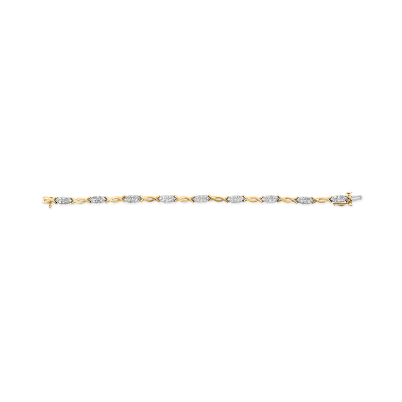 Bids.com 10K Yellow Gold 1.00 Cttw Round-Cut Diamond Spiral Link 7" Bracelet (H-I Color, I2-I3 Clarity) Bracelets