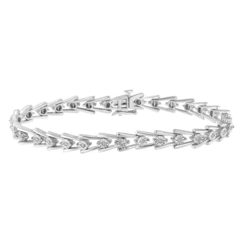 Bids.com .925 Sterling Silver 1/4 cttw Miracle Set Diamond Sleek and Open "V"Bracelet (I-J Color, I3 Clarity) -7.5" Bracelets