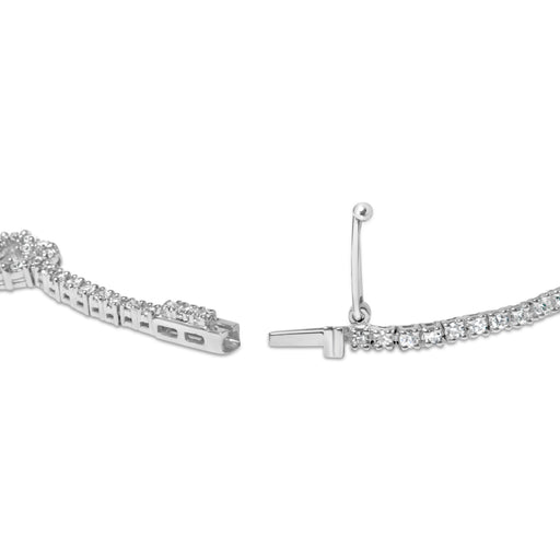 Bids.com 14K White Gold 1 1/2 Cttw Diamond Heart Station Strand Bracelet (H-I Color, I1-I2 Clarity) - 7.5 Inches Bracelets