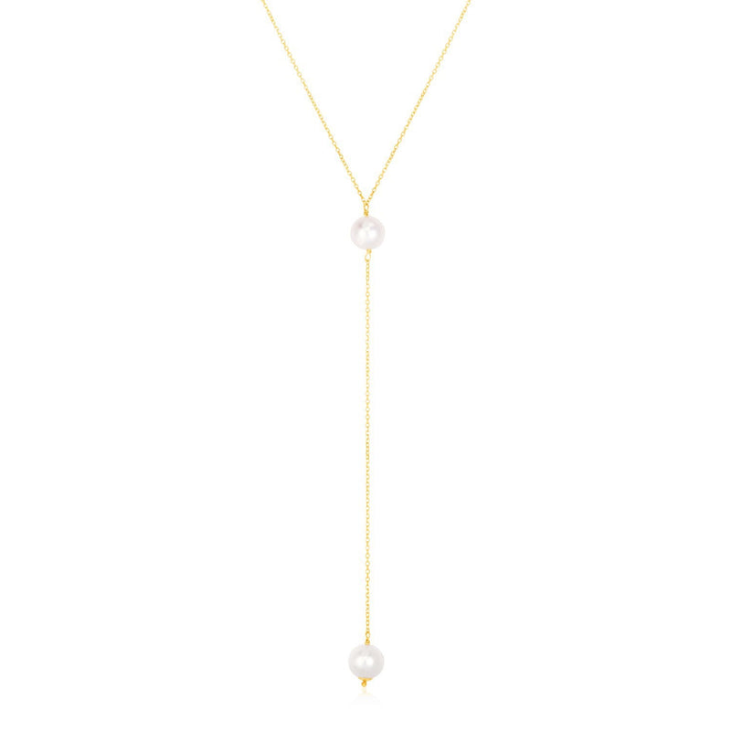 Bids.com 14k Yellow Gold Lariat Necklace with Pearls Necklaces