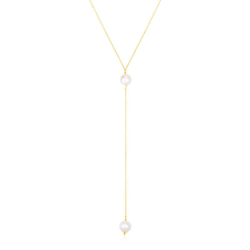 Bids.com 14k Yellow Gold Lariat Necklace with Pearls Necklaces White Smoke 17 / Yellow Gold