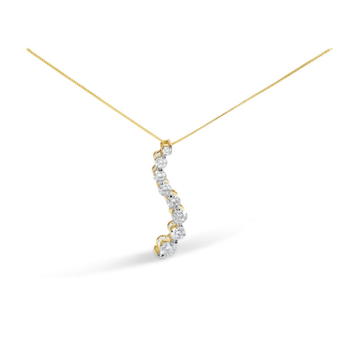 Bids.com AGS Certified 14K Yellow Gold 3.0 Cttw Baguette and Brilliant Round-Cut Diamond Journey 18" Pendant Necklace (G-H Color, SI2-I1 Clarity) Necklaces White Smoke Yellow.Gold / 18