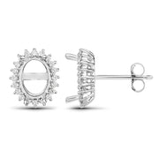 Bids.com 0.26 Carat Genuine White Diamond 14K White Gold Semi Mount Earrings - holds 8x6mm Oval Gemstones Earrings