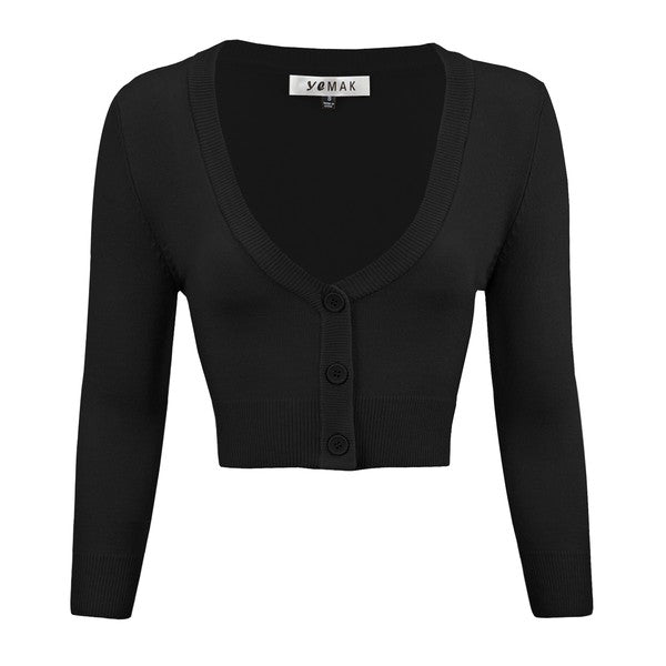 Women's Cropped Bolero 3/4 Sleeve Cardigan