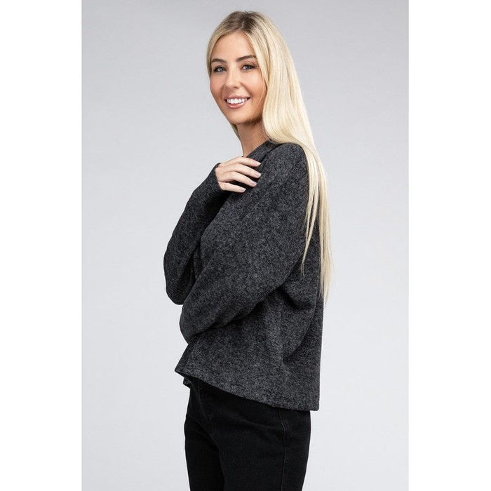 Brushed Melange Hacci Collared Sweater