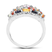 Bids.com 2.85 Carat Genuine Multi Sapphire .925 Sterling Silver Ring Rings