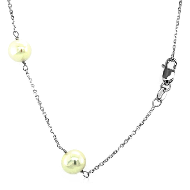 Bids.com 14k White Gold Necklace with White Pearls Necklaces