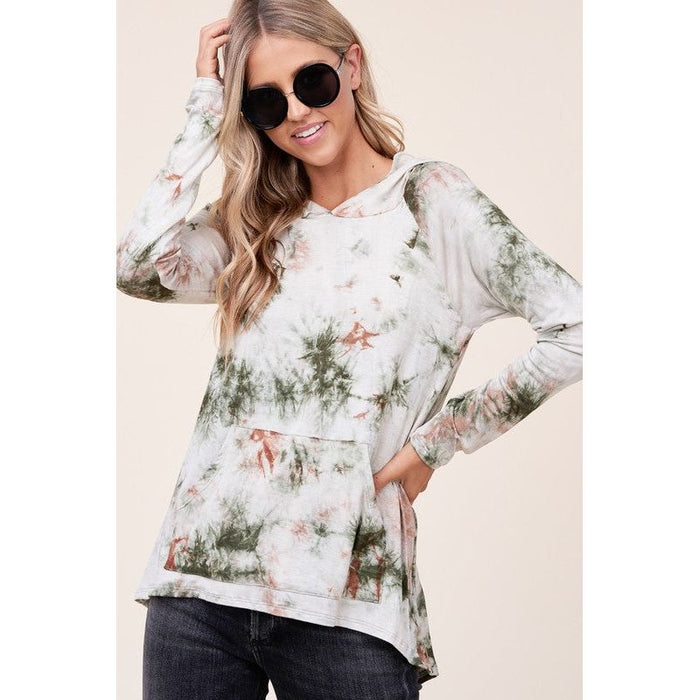 TIE DYE HOODIE HIGH LOW PLUS TOP