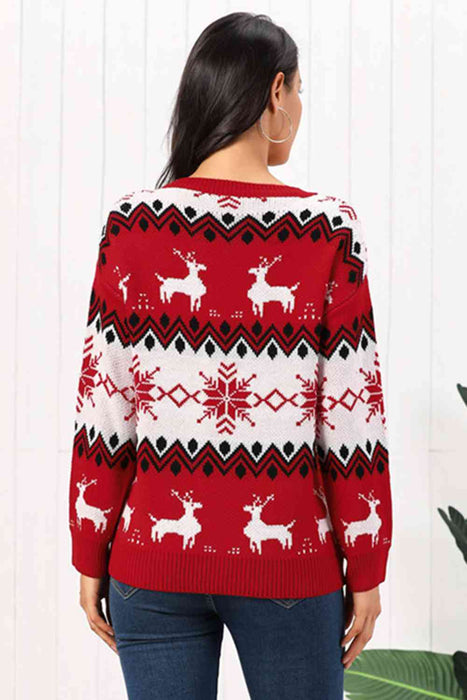 Reindeer Round Neck Sweater by VYSN