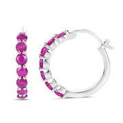 Bids.com 2.80 Carat Genuine Ruby .925 Sterling Silver Earrings Earrings