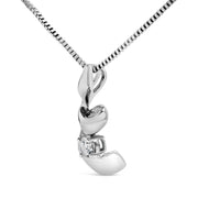Bids.com 10K White Gold 1/10 Cttw Diamond Solitaire Spiral 18" Pendant Necklace (I-J Color, I2-I3 Clarity) Necklaces