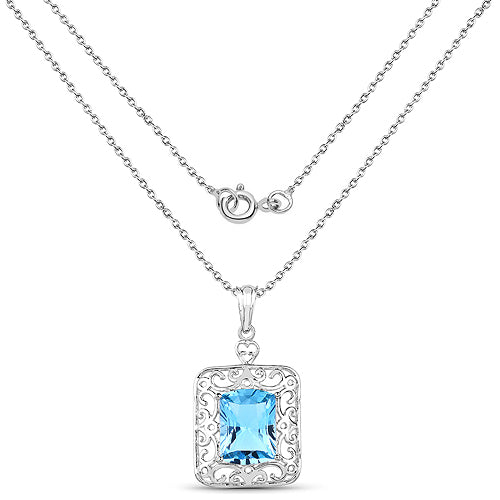 Bids.com 10.63 Carat Genuine Swiss Blue Topaz .925 Sterling Silver Pendant Pendants