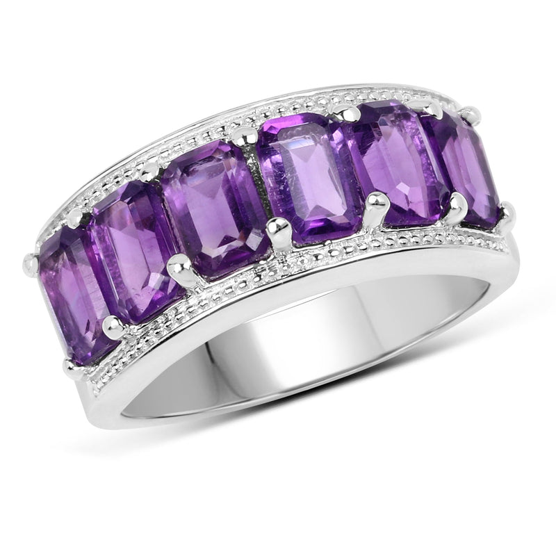 Bids.com 3.30 Carat Genuine Amethyst .925 Sterling Silver Ring Rings