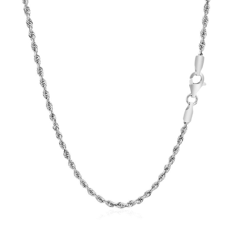 Bids.com 2.25mm 14k White Gold Solid Diamond Cut Rope Chain Necklaces