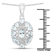 Bids.com 1.89 Carat Genuine Aquamarine and White Topaz .925 Sterling Silver Pendant Pendants