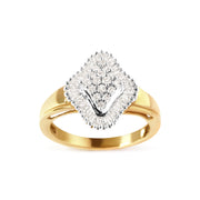 Bids.com 10K Yellow Gold 1/2 Cttw Round And Baguette-cut Diamond Rhombus Head and Halo Ring (I-J Color, I1-I2 Clarity) - Ring Size 7 Rings