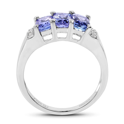 Bids.com 1.63 Carat Genuine Tanzanite & White Diamond .925 Sterling Silver Ring Rings