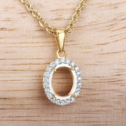 Bids.com 0.22 Carat Genuine White Diamond 14K Yellow Gold Semi Mount Pendant - holds 9x7mm Oval Gemstone Pendants