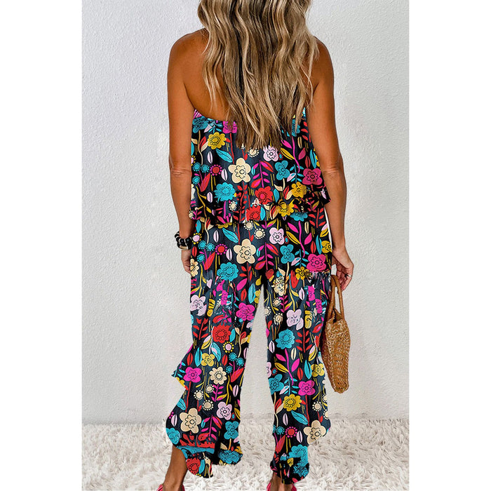 Printed Tube Wide Leg Jumpsuit