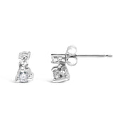 Bids.com 14K White Gold 1/4 Cttw Double Diamond Drop and Dangle Stud Earrings (H-I Color, SI1-SI2 Clarity) Earrings