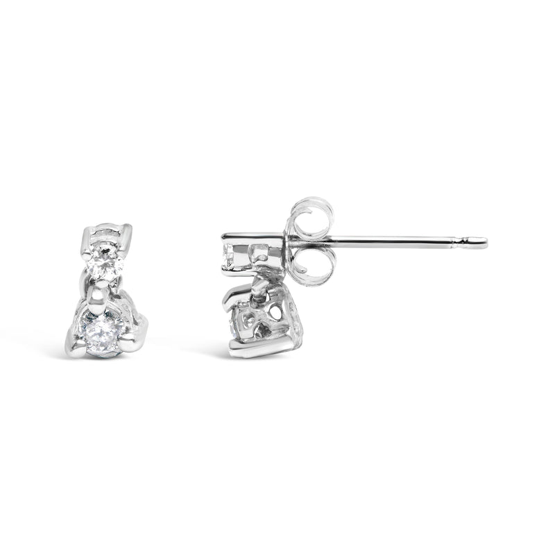 Bids.com 14K White Gold 1/4 Cttw Double Diamond Drop and Dangle Stud Earrings (H-I Color, SI1-SI2 Clarity) Earrings