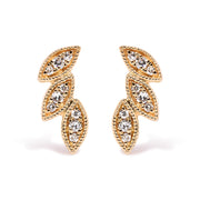 Bids.com 10K Yellow Gold 1/10 Cttw Diamond Triple Leaf Stud Earring (H-I Color, I1-I2 Clarity) Earrings
