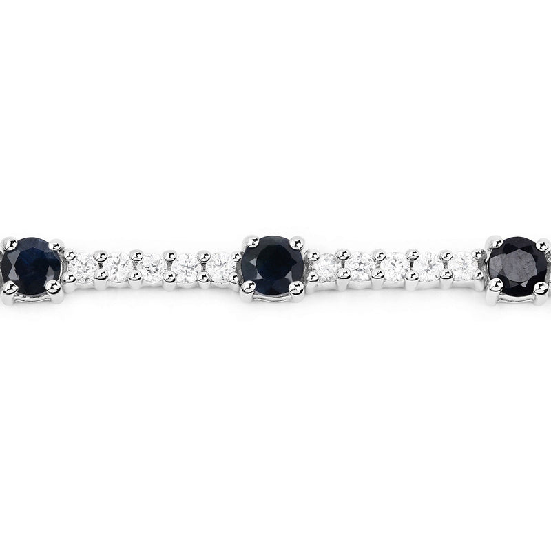 Bids.com 6.21 Carat Genuine Blue Sapphire and White Zircon .925 Sterling Silver Bracelet Bracelets